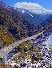 Obraz premium Otira Gorge Viaduct, westcoast, New Zealand in Spring.