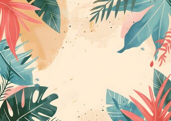 Tropical Leaves Abstract Background Illustration