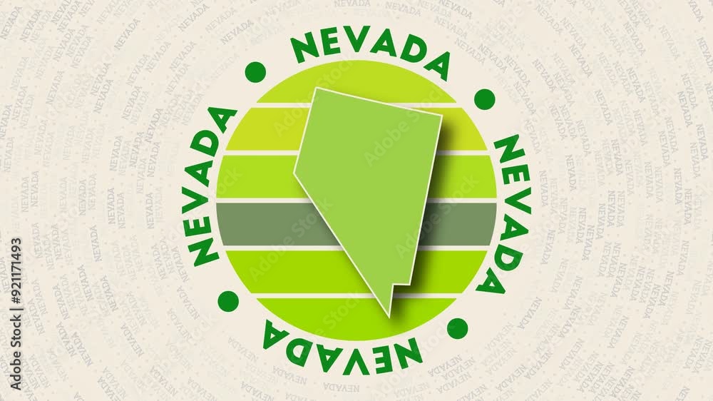 Poster nevada logo intro. badge with the circular name and map of the us state. beautiful nevada round logo