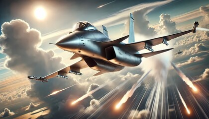 Jet fighter planes in combat war