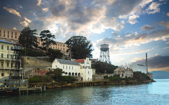 old buildings on Alcatraz island 