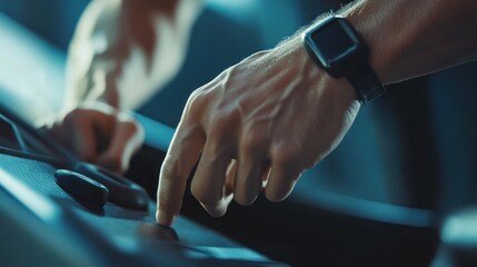 Close-up of a Man's Hand Interacting with a Touchscreen