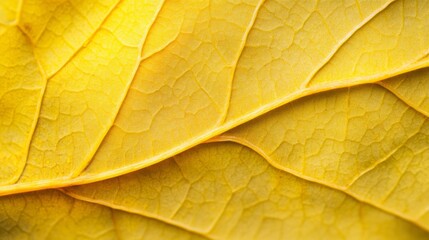 Close up yellow autumn leaf texture. Nature texture of leaf macro