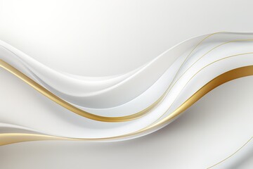 Obraz premium Abstract white and gold wavy background.