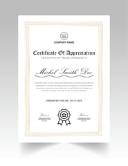 Appreciation & Achievement Certificate Template Design