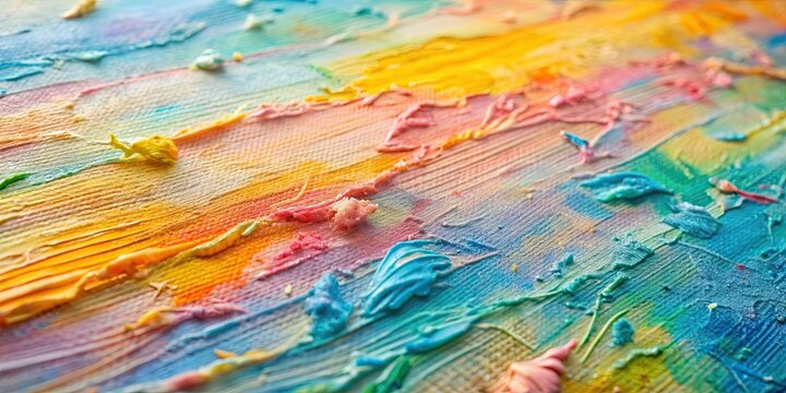 Close-up of a textured painting with pastel oil strokes creating a tactile surface with artistic depth , oil paint