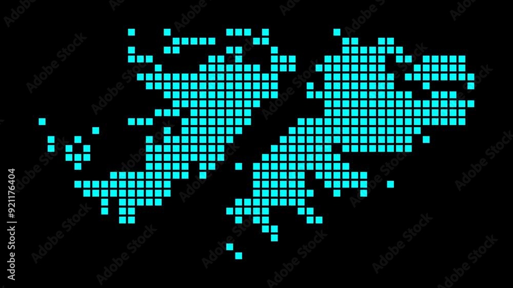 Poster Falklands digital map. Map of Falklands in dotted style. Shape of the country filled with rectangles. Modern video.