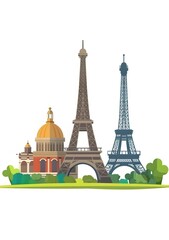 Obraz premium Eiffel Tower and Famous Parisian Buildings