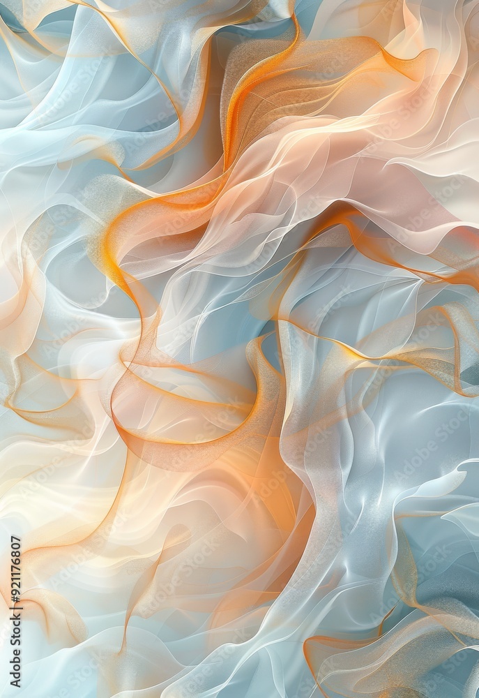 Poster abstract swirls in pastel colors creating a fluid and serene pattern