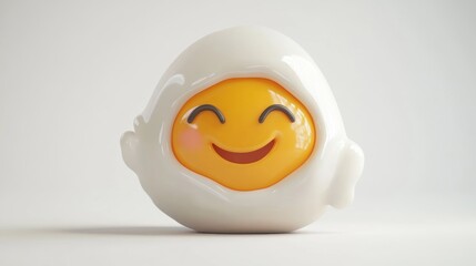 Smiling Egg Emoji 3D Render