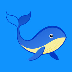 Whale fish icon vector art Illustration