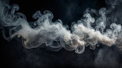 Dramatic smoke cloud billowing on a dark background creating a mystical and captivating visual effect. AI generated image
