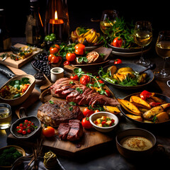 Gourmet Spread: A Delectable Feast of Culinary Artistry in Vibrant Settings