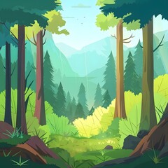 Green Forest Landscape Illustration