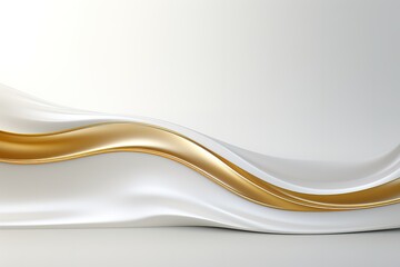 Abstract white and gold wavy background.