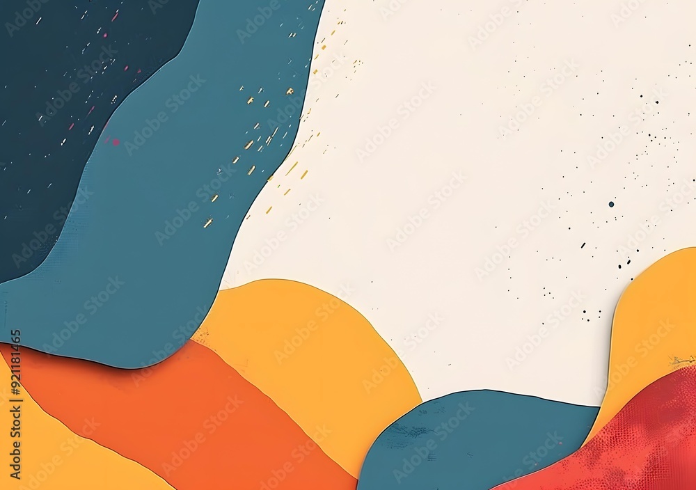 Poster abstract colorful background with wavy lines and splashes