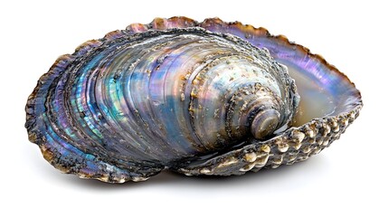 Fototapeta premium Exquisite Iridescent Abalone Shell with Captivating Prismatic Patterns