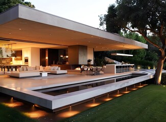 Fototapeta premium Modern House with Minimalist Design and Outdoor Pool