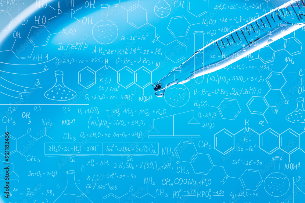 Wall mural macro science background,macro science experiment background,laboratory research, dropping liquid to
