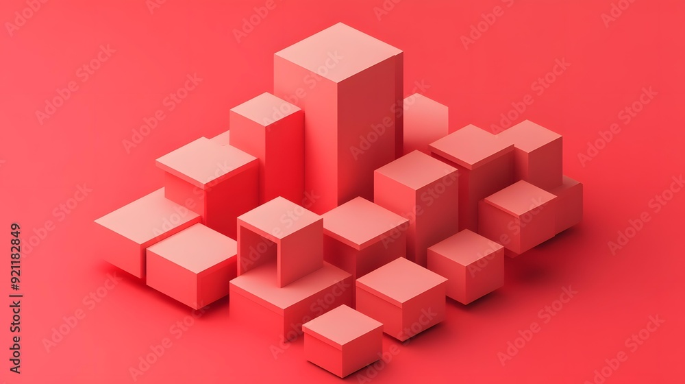 Poster abstract red cube background