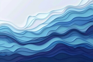 Fototapeta premium Abstract blue waves background with paper cut design