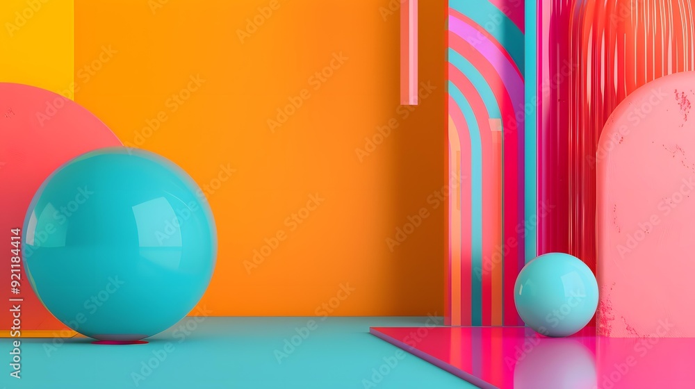 Poster abstract colorful 3d geometric shapes background