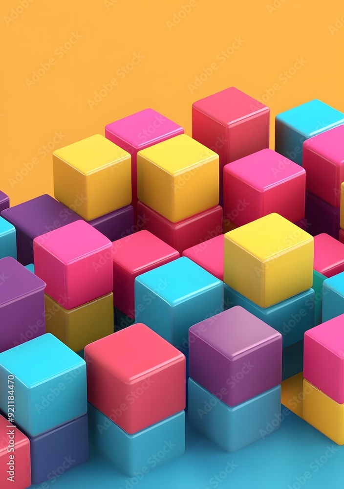Poster abstract colorful 3d cubes stacked pattern