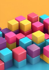 Obraz premium Abstract Colorful 3D Cubes Stacked Pattern