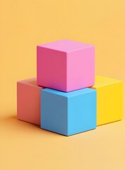 Obraz premium Colorful Cubes Abstract Minimalist Background