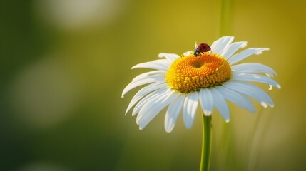 Obraz premium Wild daisy flower with a small insect
