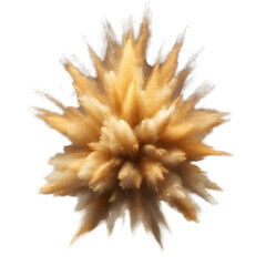 Golden glitter explosion on transparent background.