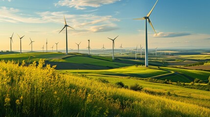 Traditional windmills dotting the horizon, set against a backdrop of open fields