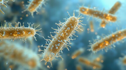 Naklejka premium Intricate Microscopic Details of Bacterial Spores with Copy Space for Text