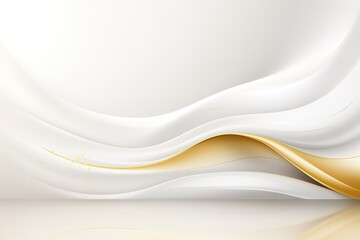 Obraz premium Abstract white and gold wavy background with copy space.
