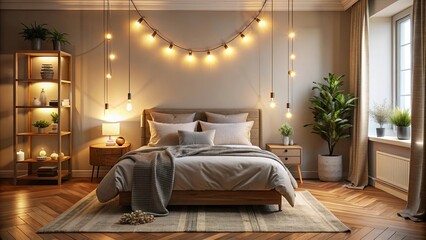 A cozy bedroom with soft bedding and warm lighting, bedroom, cozy, interior design, home decor, relaxation
