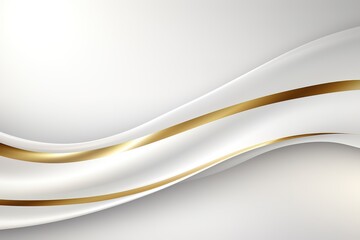 Abstract white and gold wavy background with copy space.