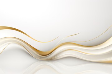 Abstract white and gold wavy background with copy space.