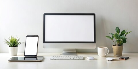 Isolated devices mockup on white background, devices, mockup, technology, gadgets, isolated, template, design, blank