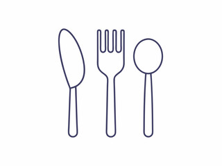 continuous single line drawing of cutlery, fork, knife and spoon, line art vector illustration
