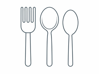 continuous single line drawing of cutlery, fork, knife and spoon, line art vector illustration
