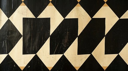 A close-up view of a worn black and white checkerboard pattern with a subtle beige undertone.