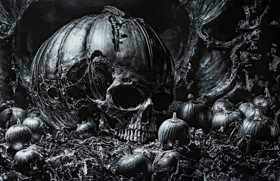 Metal Pumpkin skull. room for cropping and ad copy