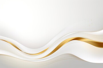Abstract white and gold wavy background with subtle glitter.