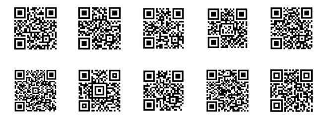 Fake QR code and Barcode set vector illustration