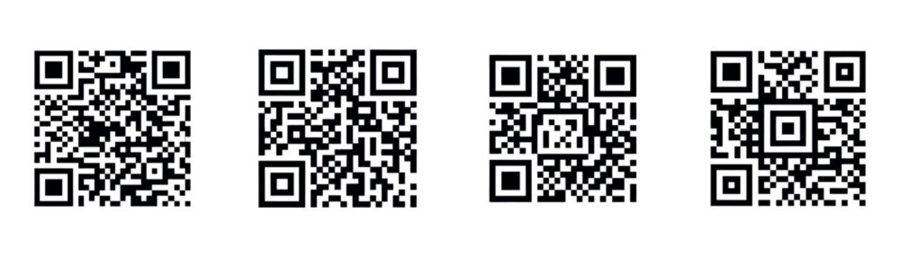 Fake QR code and Barcode set vector illustration