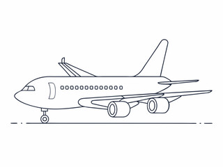 continuous single line drawing of big passenger aircraft, line art vector illustration
