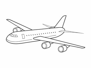 continuous single line drawing of big passenger aircraft, line art vector illustration
