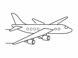 continuous single line drawing of big passenger aircraft, line art vector illustration
