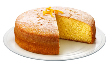 prato com bolo de milho cortado isolado em fundo transparente - bolo de fubá