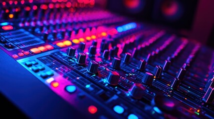 Close Up of a Sound Mixing Console